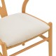 Καρέκλα Wishbone  rubberwood-ύφασμα σε φυσική-μπεζ απόχρωση 51x58x73εκ