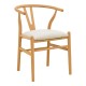 Καρέκλα Wishbone  rubberwood-ύφασμα σε φυσική-μπεζ απόχρωση 51x58x73εκ
