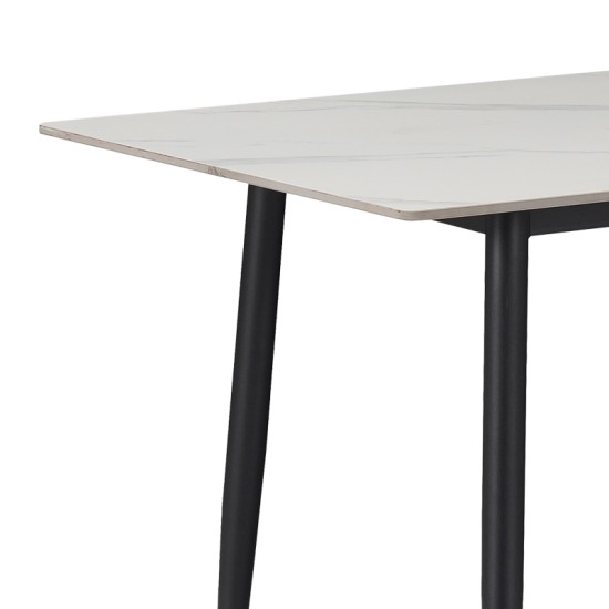 Τραπέζι Gustas  λευκό μαρμάρου sintered stone-μαύρο μέταλλο 140x80x76εκ--(Eλάχ.Ποσότητα:)