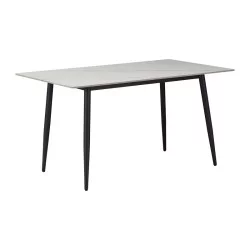 Τραπέζι Gustas  λευκό μαρμάρου sintered stone-μαύρο μέταλλο 140x80x76εκ
