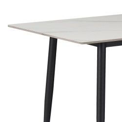 Τραπέζι Gustas  λευκό μαρμάρου sintered stone-μαύρο μέταλλο 160x80x76εκ