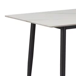 Τραπέζι Gustas  λευκό μαρμάρου sintered stone-μαύρο μέταλλο 160x80x76εκ