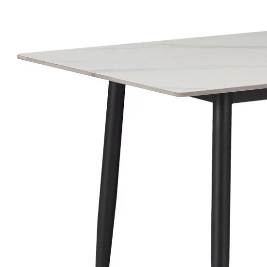 Τραπέζι Gustas  λευκό μαρμάρου sintered stone-μαύρο μέταλλο 160x80x76εκ
