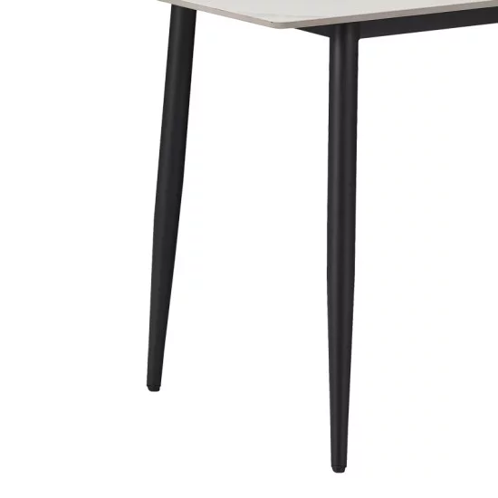 Τραπέζι Gustas  λευκό μαρμάρου sintered stone-μαύρο μέταλλο 160x80x76εκ