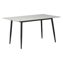 Τραπέζι Gustas  λευκό μαρμάρου sintered stone-μαύρο μέταλλο 160x80x76εκ