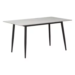 Τραπέζι Gustas  λευκό μαρμάρου sintered stone-μαύρο μέταλλο 160x80x76εκ