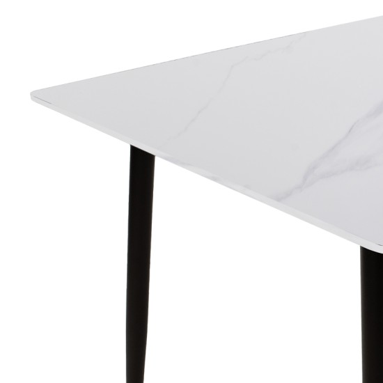 Τραπέζι Gustas  λευκό μαρμάρου sintered stone-μαύρο μέταλλο 160x80x76εκ--(Eλάχ.Ποσότητα:)