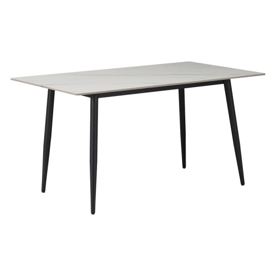 Τραπέζι Gustas  λευκό μαρμάρου sintered stone-μαύρο μέταλλο 160x80x76εκ--(Eλάχ.Ποσότητα:)