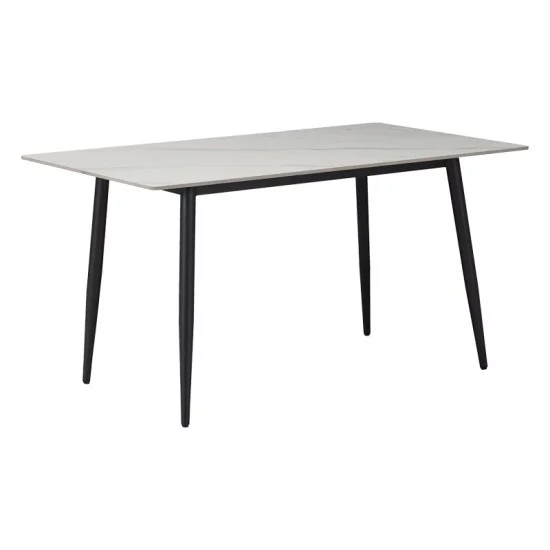 Τραπέζι Gustas  λευκό μαρμάρου sintered stone-μαύρο μέταλλο 160x80x76εκ