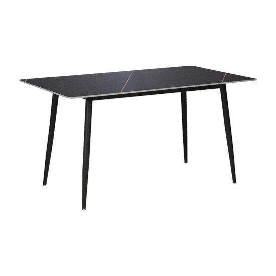 Τραπέζι Gustas  μαύρο μαρμάρου sintered stone-μαύρο μέταλλο 120x80x76εκ--(Eλάχ.Ποσότητα:)