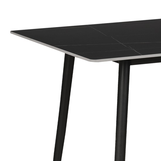 Τραπέζι Gustas  μαύρο μαρμάρου sintered stone-μαύρο μέταλλο 140x80x76εκ--(Eλάχ.Ποσότητα:)