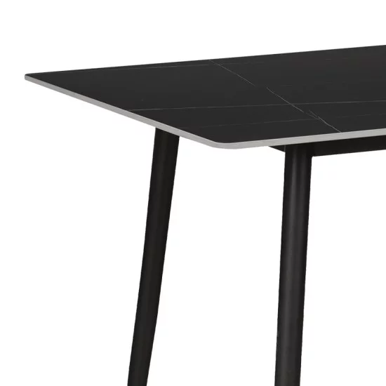 Τραπέζι Gustas  μαύρο μαρμάρου sintered stone-μαύρο μέταλλο 140x80x76εκ