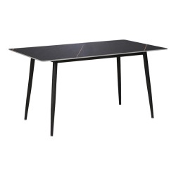 Τραπέζι Gustas  μαύρο μαρμάρου sintered stone-μαύρο μέταλλο 140x80x76εκ