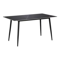 Τραπέζι Gustas  μαύρο μαρμάρου sintered stone-μαύρο μέταλλο 140x80x76εκ