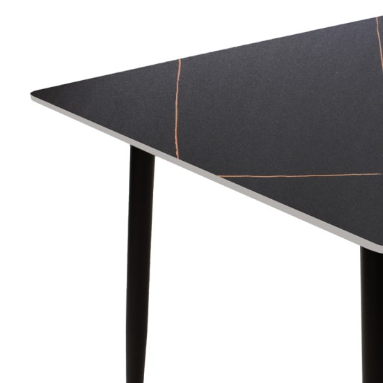 Τραπέζι Gustas  μαύρο μαρμάρου sintered stone-μαύρο μέταλλο 140x80x76εκ--(Eλάχ.Ποσότητα:)