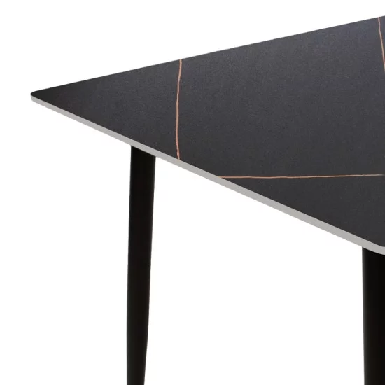 Τραπέζι Gustas  μαύρο μαρμάρου sintered stone-μαύρο μέταλλο 140x80x76εκ