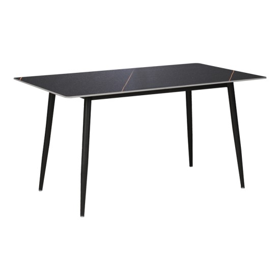 Τραπέζι Gustas  μαύρο μαρμάρου sintered stone-μαύρο μέταλλο 140x80x76εκ--(Eλάχ.Ποσότητα:)