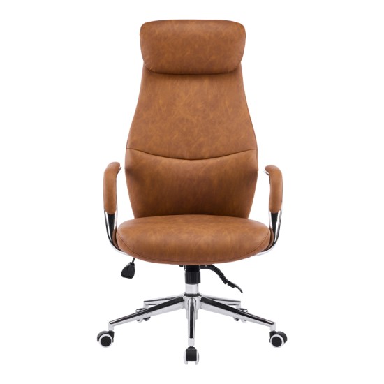 Καρέκλα γραφείου διευθυντή Ferka  καφέ pu 64x71x120-128εκ