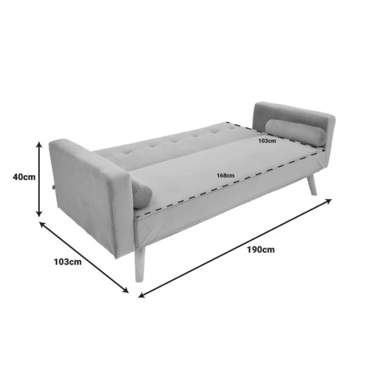 Καναπές-κρεβάτι Success  3θέσιος βελούδο σε μέντα απόχρωση 190x80x84εκ