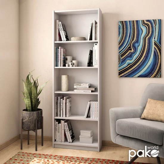 Βιβλιοθήκη Max  σε λευκό χρώμα 58x23x170εκ