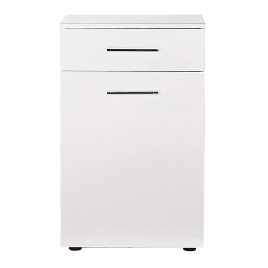 Ντουλάπι μπάνιου Chad  με καλάθι απλύτων λευκό gloss 52x38x83εκ