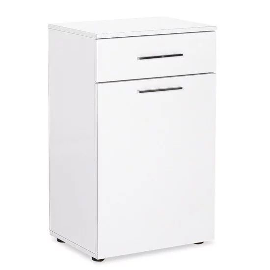 Ντουλάπι μπάνιου Chad  με καλάθι απλύτων λευκό gloss 52x38x83εκ