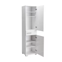 Ντουλάπα Chad  με συρτάρια λευκό gloss 45x40x188εκ