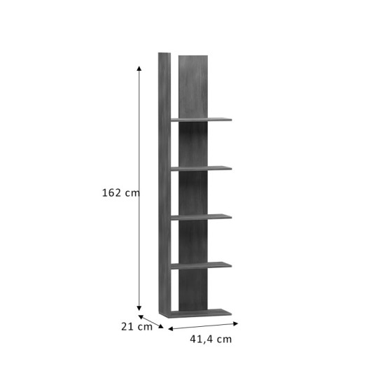 Βιβλιοθήκη Mirca  μελαμίνης καρυδί 41,4x21x162εκ Model: 049-000088