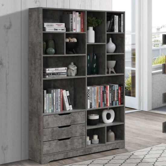 Βιβλιοθήκη Lucinda γκρι oak 120x29.8x180.5εκ Βιβλιοθήκη Lucinda γκρι oak 120x29.8x180.5εκ