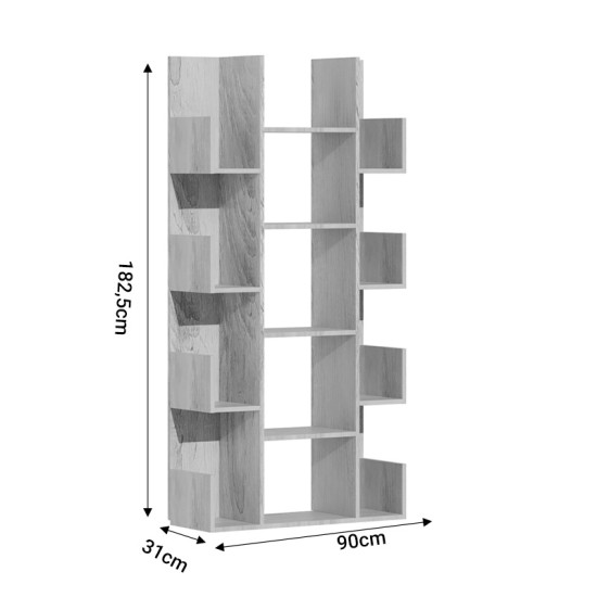 Βιβλιοθήκη Charles pakoworld μελαμίνης φυσικό 90x31x182,5εκ Model: 049-000094