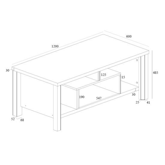 Τραπέζι σαλονιού Tracy  λευκό-γκρι 120x60x48.5εκ