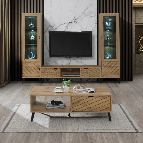 Έπιπλο τηλεόρασης Thelma  oak μελαμίνης 150x40x41.6εκ