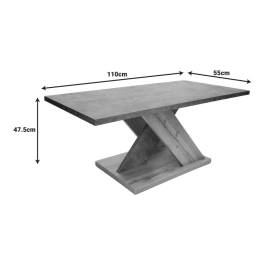 Τραπέζι σαλονιού Solange  σε γκρι-sonoma απόχρωση 110x55x47.5εκ