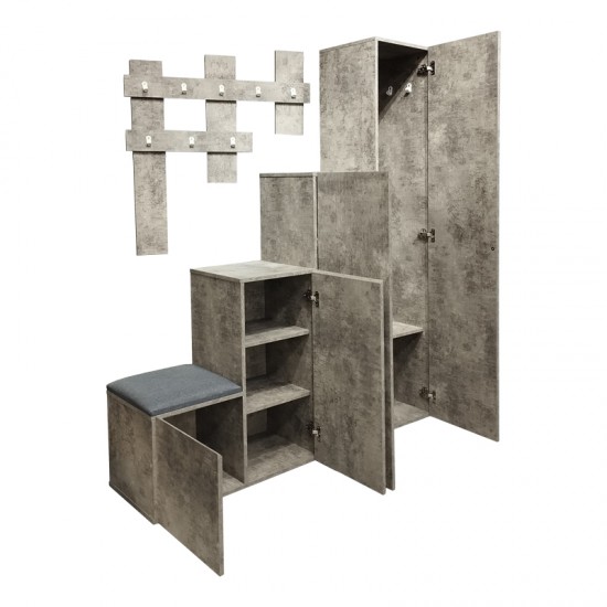 Έπιπλο εισόδου Nenich σε γκρι oak απόχρωση 150x37x180εκ Έπιπλο εισόδου Nenich σε γκρι oak απόχρωση 150x37x180εκ