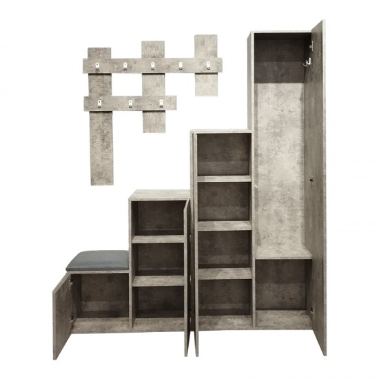 Έπιπλο εισόδου Nenich σε γκρι oak απόχρωση 150x37x180εκ Έπιπλο εισόδου Nenich σε γκρι oak απόχρωση 150x37x180εκ
