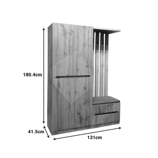 Έπιπλο εισόδου Zomie  σε oak απόχρωση 131x41.5x180.4εκ
