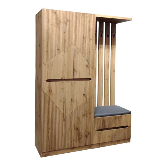Έπιπλο εισόδου Zomie σε oak απόχρωση 131x41.5x180.4εκ Έπιπλο εισόδου Zomie σε oak απόχρωση 131x41.5x180.4εκ