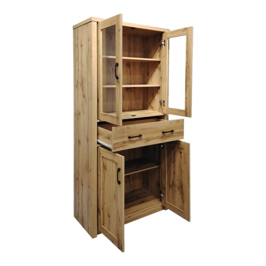 Βιτρίνα-ντουλάπα Nisso  σε oak απόχρωση 80x40x183.5εκ