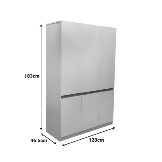 Ντουλάπα τρίφυλλη Merzia   sonoma-λευκό 120x46.5x183εκ