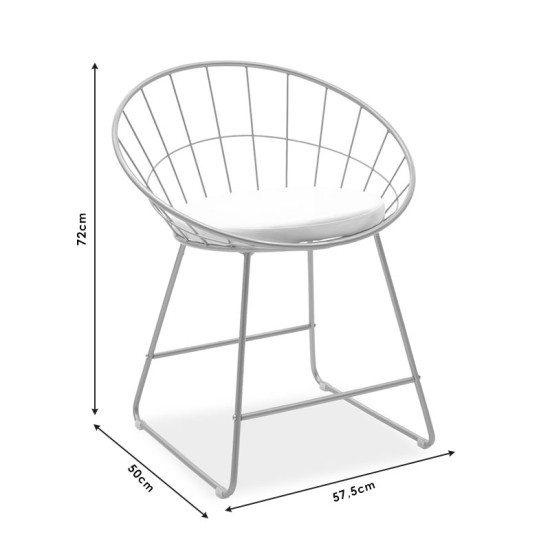 Καρέκλα Seth  μέταλλο χρυσό-μαξιλάρι PVC λευκό Model: 058-000021