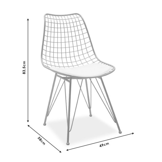 Καρέκλα Taj  μέταλλο μαύρο-μαξιλάρι PVC μαύρο Model: 058-000024