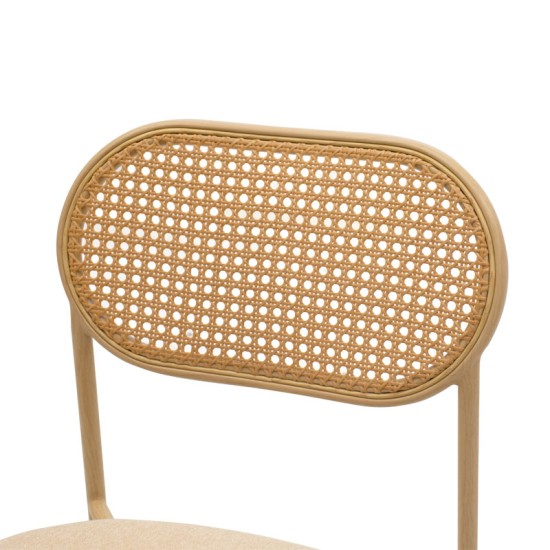 Καρέκλα James  pe rattan ύφασμα μπεζ-μέταλλο φυσικό Model: 058-000054