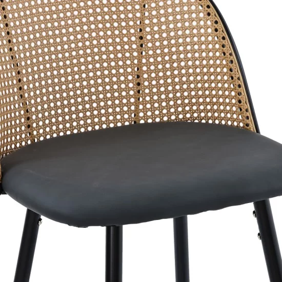 Σκαμπό μπαρ Kace pe rattan φυσικό-ανθρακί pu-μαύρο μέταλλο 43x55x102εκ Σκαμπό μπαρ Kace pe rattan φυσικό-ανθρακί pu-μαύρο μέταλλο 43x55x102εκ