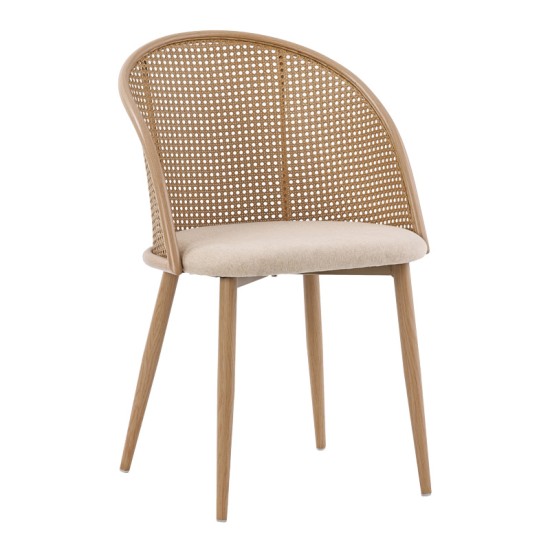 Καρέκλα Riccardo φυσικό pe rattan-μπεζ ύφασμα-φυσικό μέταλλο 56x52x82εκ Καρέκλα Riccardo φυσικό pe rattan-μπεζ ύφασμα-φυσικό μέταλλο 56x52x82εκ