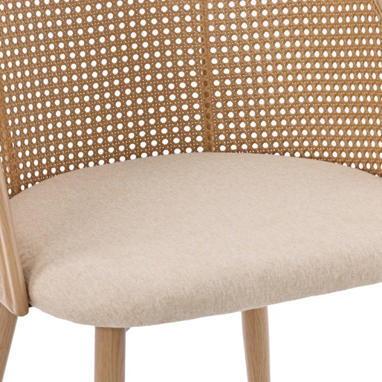 Καρέκλα Riccardo φυσικό pe rattan-μπεζ ύφασμα-φυσικό μέταλλο 56x52x82εκ Καρέκλα Riccardo φυσικό pe rattan-μπεζ ύφασμα-φυσικό μέταλλο 56x52x82εκ