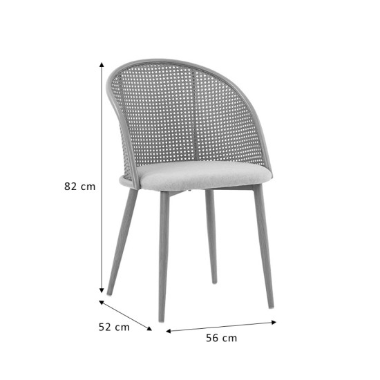 Καρέκλα Riccardo  φυσικό pe rattan-ανθρακί pu-μαύρο μέταλλο 56x52x82εκ