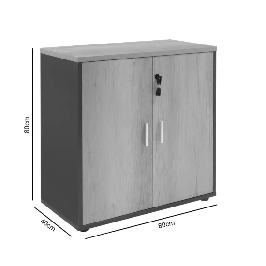 Ντουλάπι γραφείου χαμηλό επαγγελματικό Lotus  χρώμα φυσικό ανθρακί 80x40x80εκ