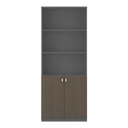 Βιβλιοθήκη γραφείου επαγγελματική Denith  ανθρακί-καρυδί 80x40x200εκ