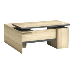 Γραφείο επαγγελματικό Lotus  με δεξιά γωνία σε φυσική-ανθρακί απόχρωση  200x160x76εκ