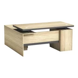 Γραφείο επαγγελματικό Lotus  με δεξιά γωνία σε φυσική-ανθρακί απόχρωση 200x160x76εκ